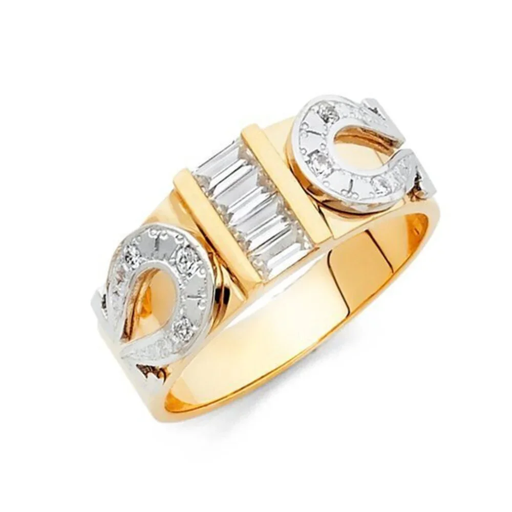 14k Solid Yellow Gold Wedding Band HorseShoe Ring